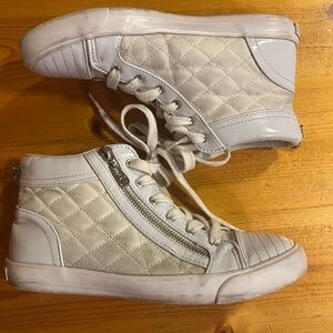G by Guess White Quilted High-Top Sneakers